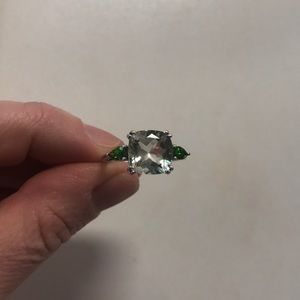 Size 8 sterling silver prasiolite russian diopside